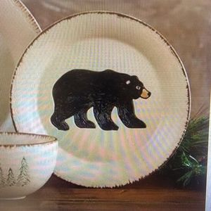 Rustic Retreat Bear SALAD Plates- Set of (4) Park Designs